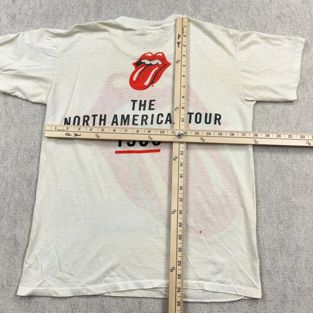 Vintage Rolling Stones Shirt Men Large White Band Tee 1989 80s Paper Thin Staind - Picture 14 of 16